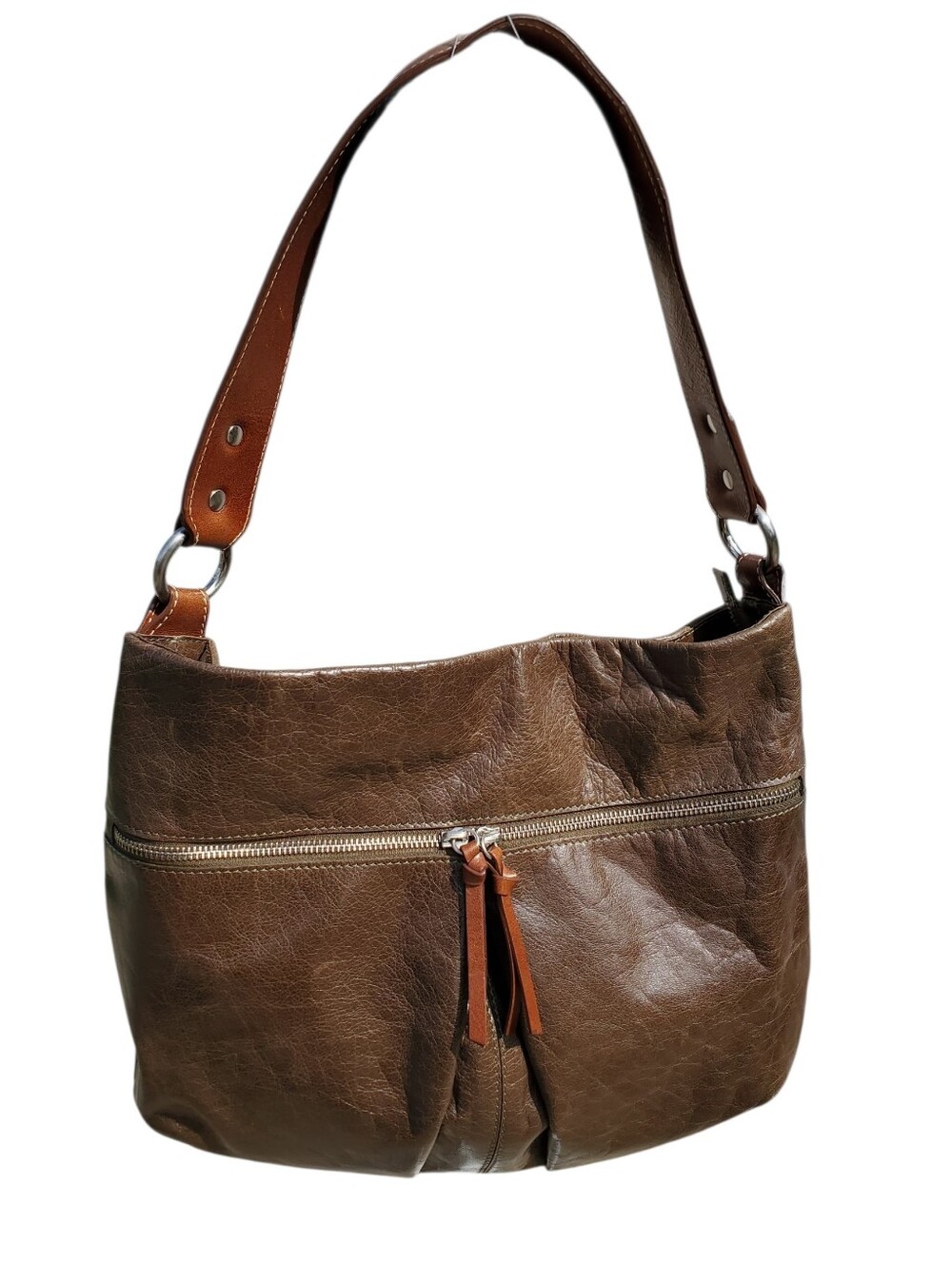 Nino Bossi Genuine Leather Brown Shoulder Bag Multi-Pocket Organizer EUC - Picture 2 of 14